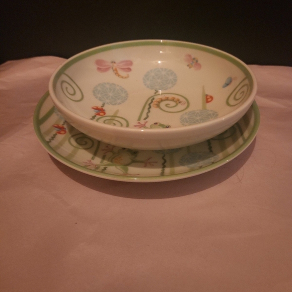 Tiffany Fiddleheads Porcelain Toddler Plate & Bowl - Picture 4 of 4